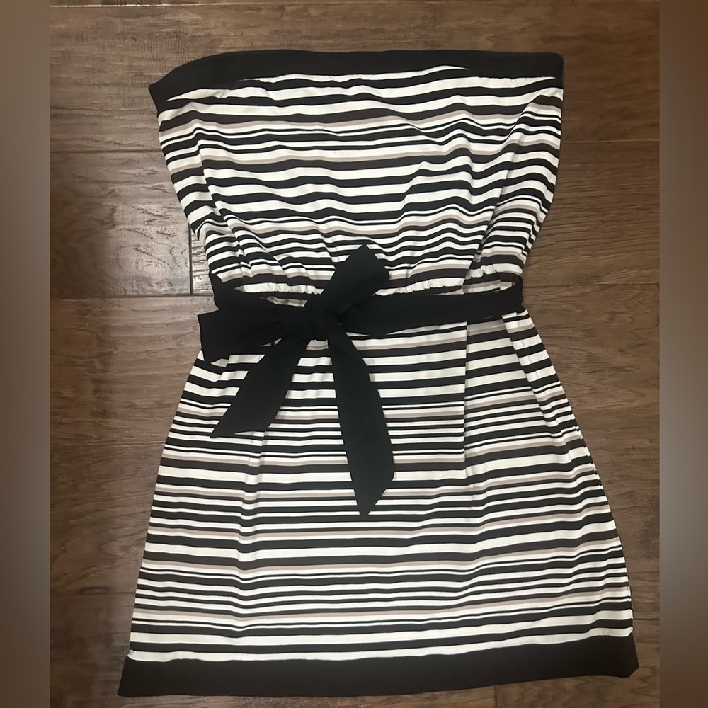White House Black Market Striped Strapless Dress Size Large